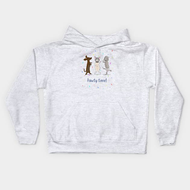 Dancing Dogs | Pug | Poodle | Daschund | Sausage Dog | Pawty Time! Kids Hoodie by Maddybennettart